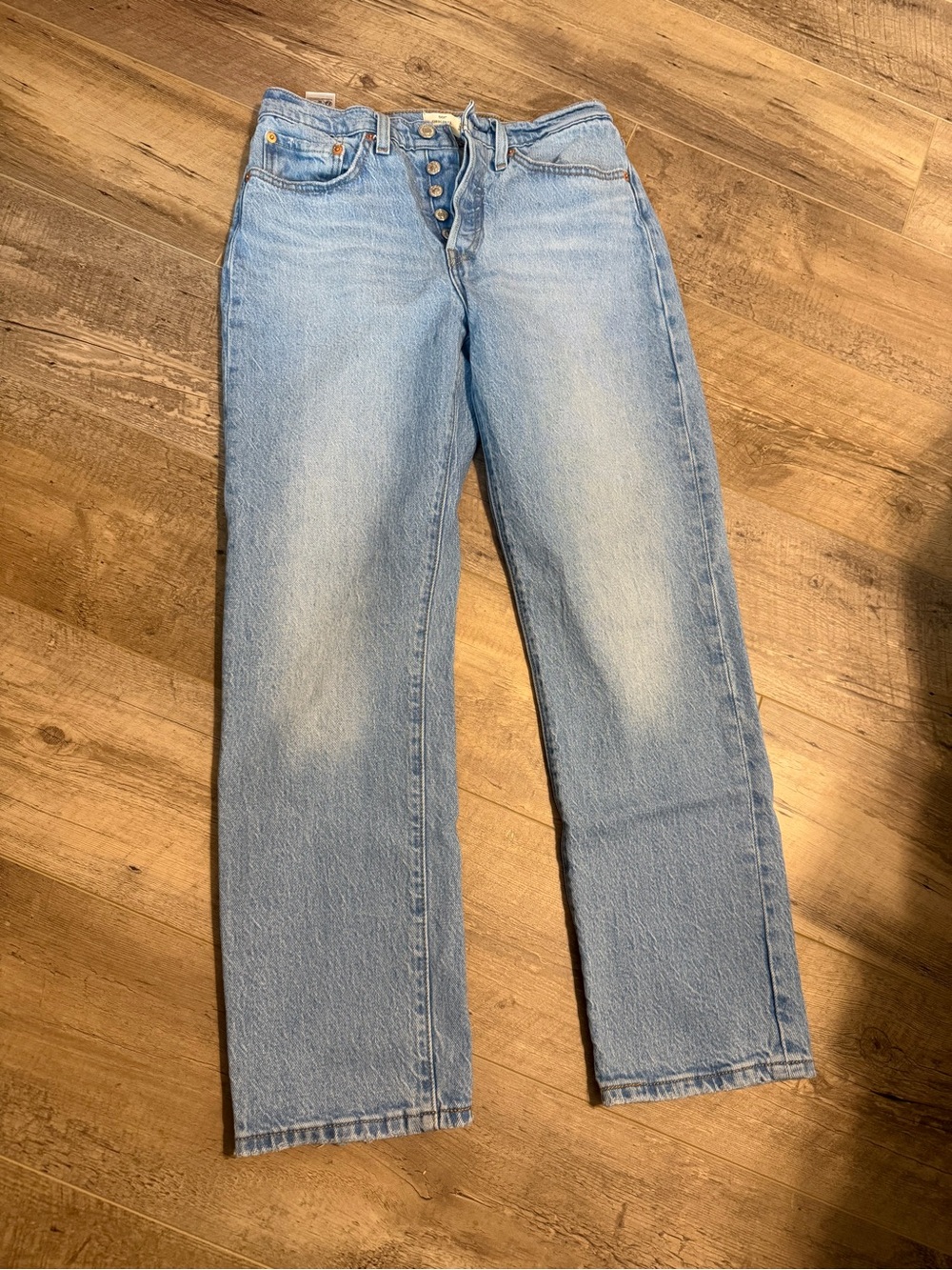 Levi's Light Blue High-Rise Straight Ankle Jeans